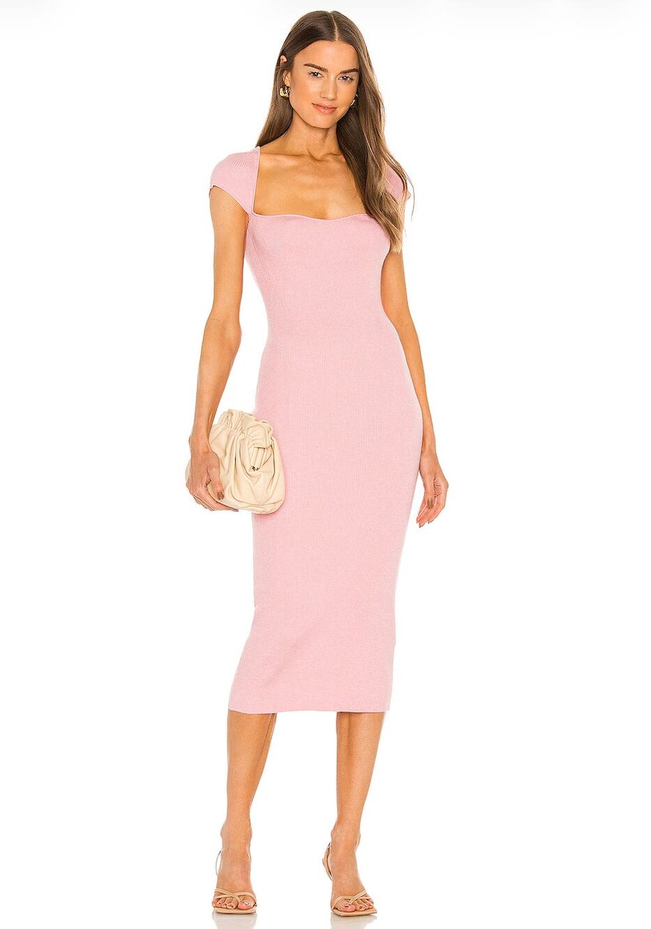 One Grey Day x Revolve Samantha Ribbed Midi Dress in Pink Size Large